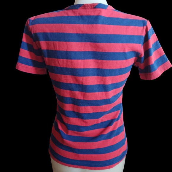 Vintage Women's Medium T-shirt Single Stitch 1970's Striped Butterfly Patch boho - Picture 6 of 7